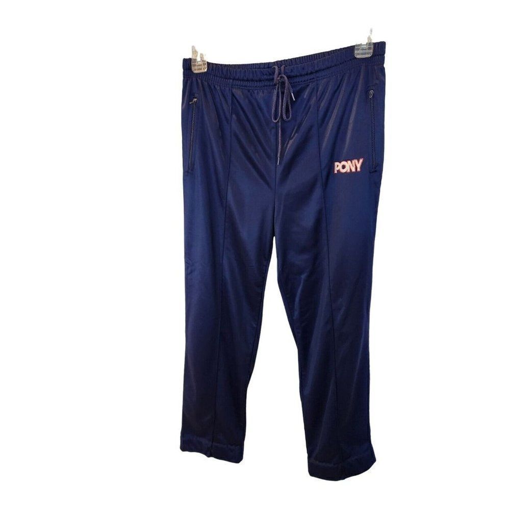 Vintage 80s Mens Pony Athletic Track Pants Navy Blue Size L Athleisure